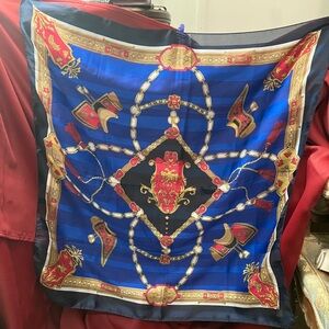Vintage Western & Heraldic Design Satin Polyester Scarf Made in Italy